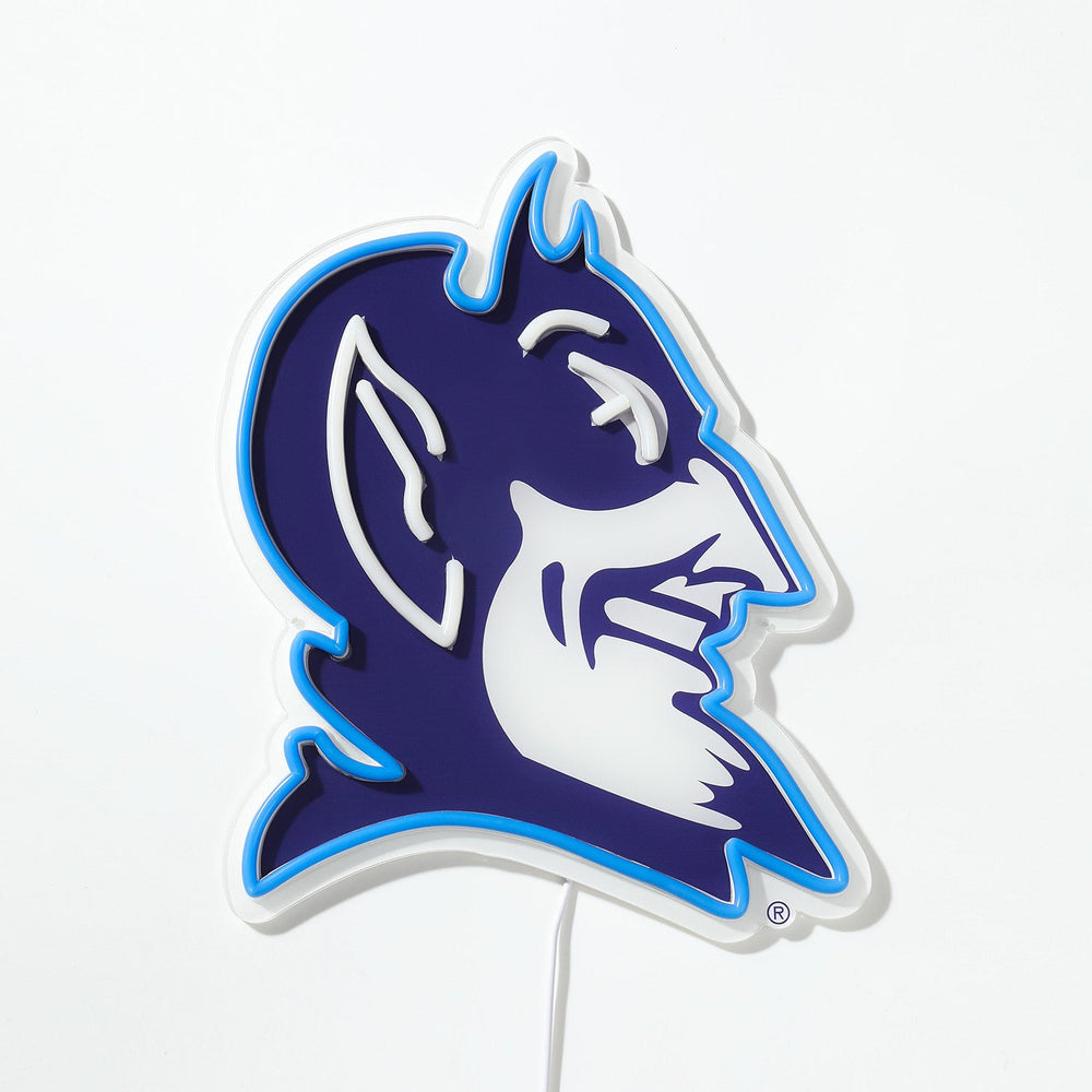Duke Blue Devils logo LED neon sign turned off