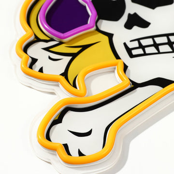 ECU Pirates logo LED neon sign at a side angle