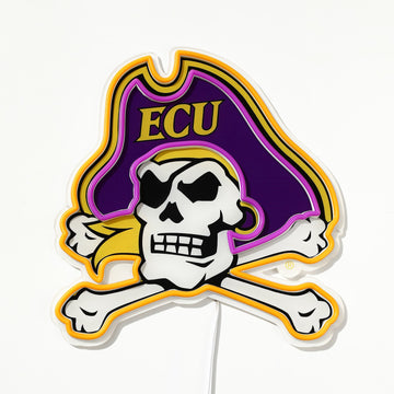 ECU Pirates logo LED neon sign turned off