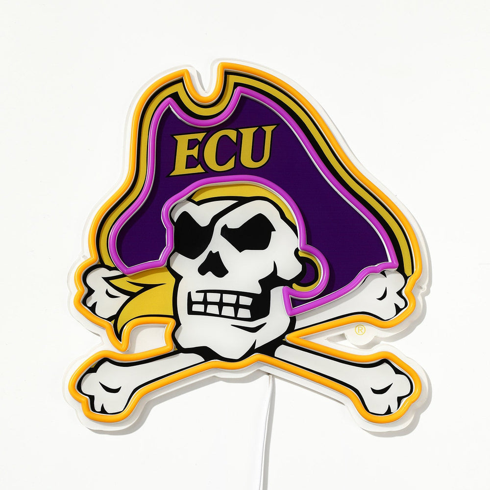 ECU Pirates logo LED neon sign turned off