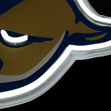 FIU Panthers logo LED neon sign at a side angle, lit