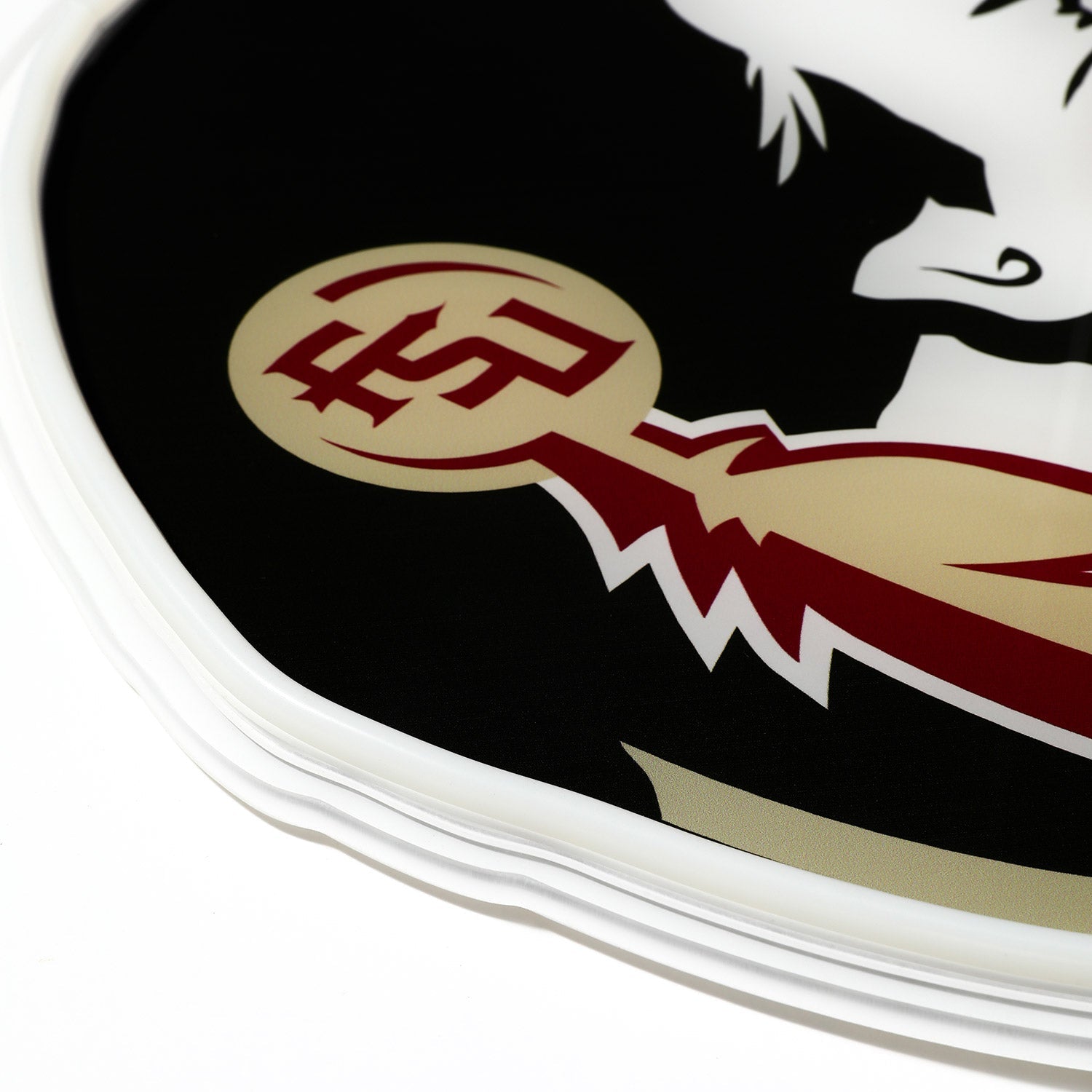 Florida State Seminoles logo LED neon sign at a side angle