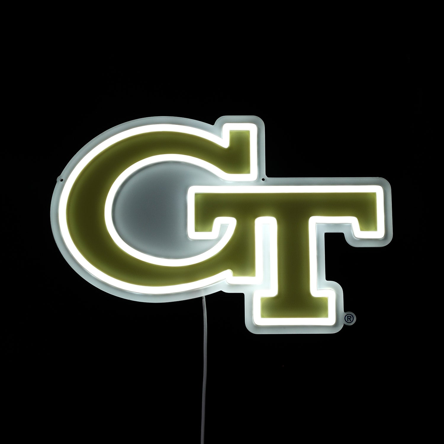 Georgia Tech Yellow Jackets logo LED neon sign lit up