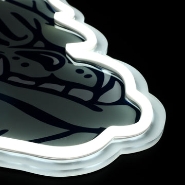 Gonzaga Bulldogs logo LED neon sign at a side angle, lit