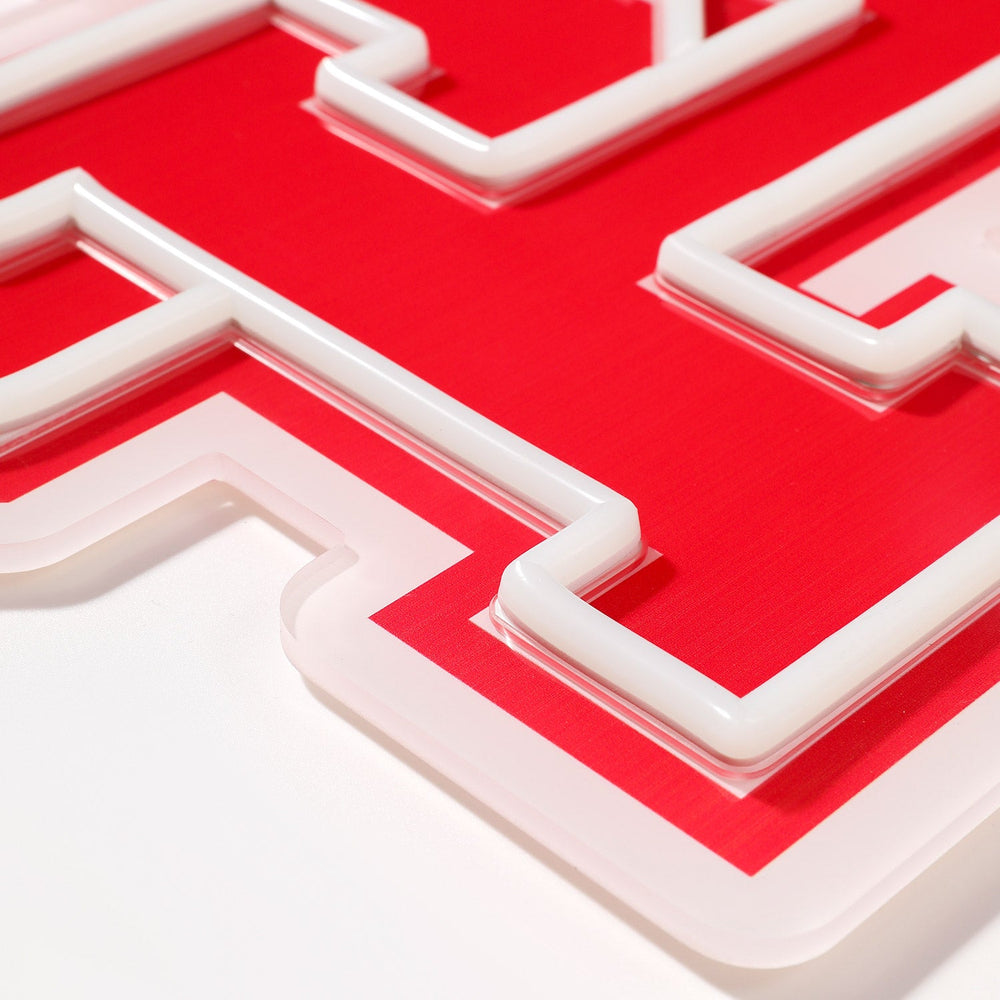 Houston Cougars logo LED neon sign at a side angle