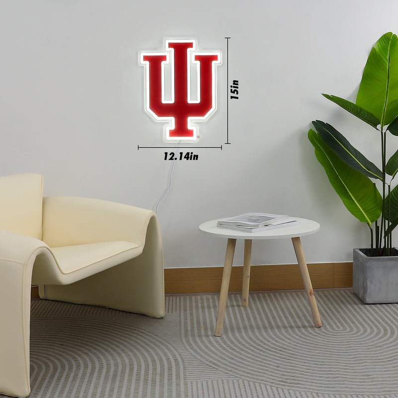 Blemished Indiana Hoosiers Logo Sign - Saturday Neon