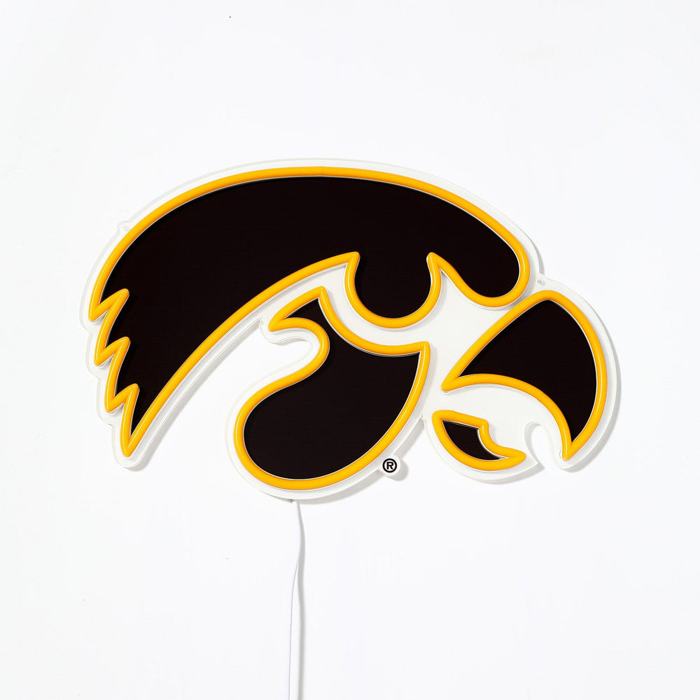 Iowa Hawkeyes logo LED neon sign turned off