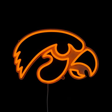 Iowa Hawkeyes logo LED neon sign lit up