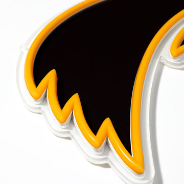 Iowa Hawkeyes logo LED neon sign at a side angle