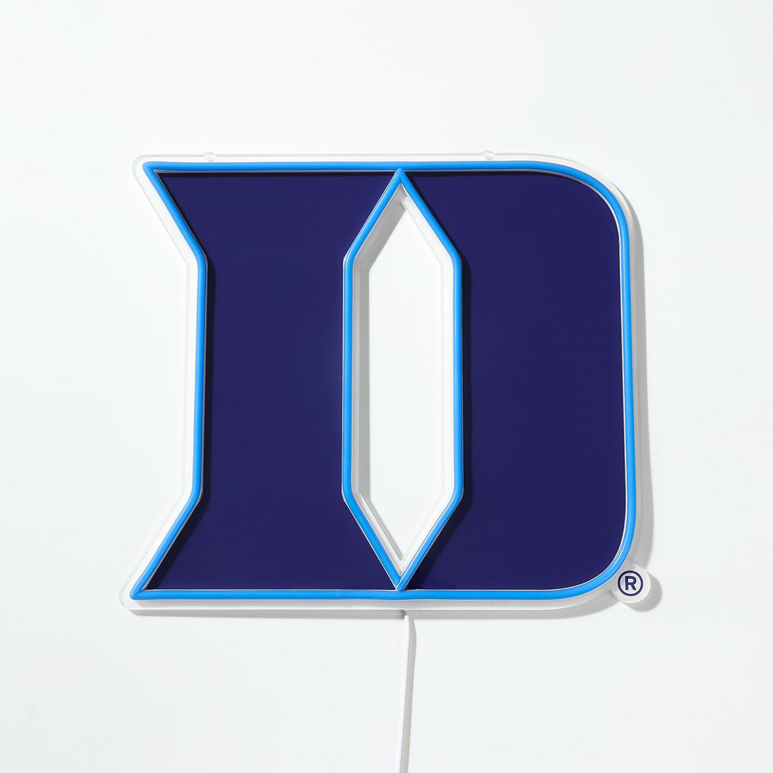 Iron Duke D Logo LED neon sign turned off