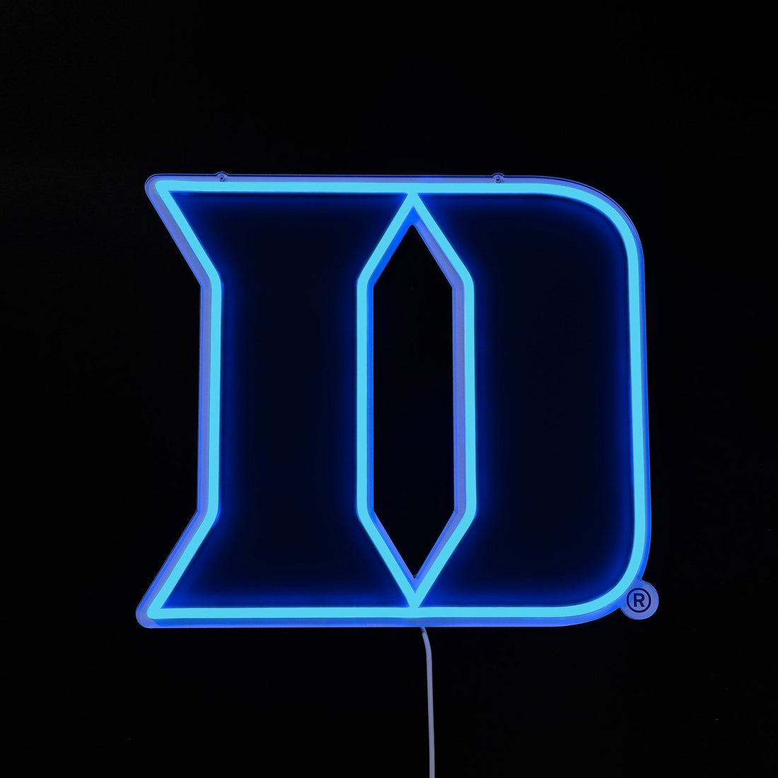 Iron Duke D Logo LED neon sign lit up