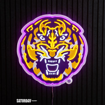 LSU Tigers Tiger Head LED Neon Sign - 24" x 24" - Saturday Neon