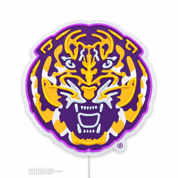LSU Tigers Tiger Head LED Neon Sign - 24" x 24" switched off - Saturday Neon
