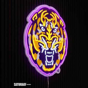 LSU Tigers Tiger Head LED Neon Sign - 24" x 24" side view - Saturday Neon