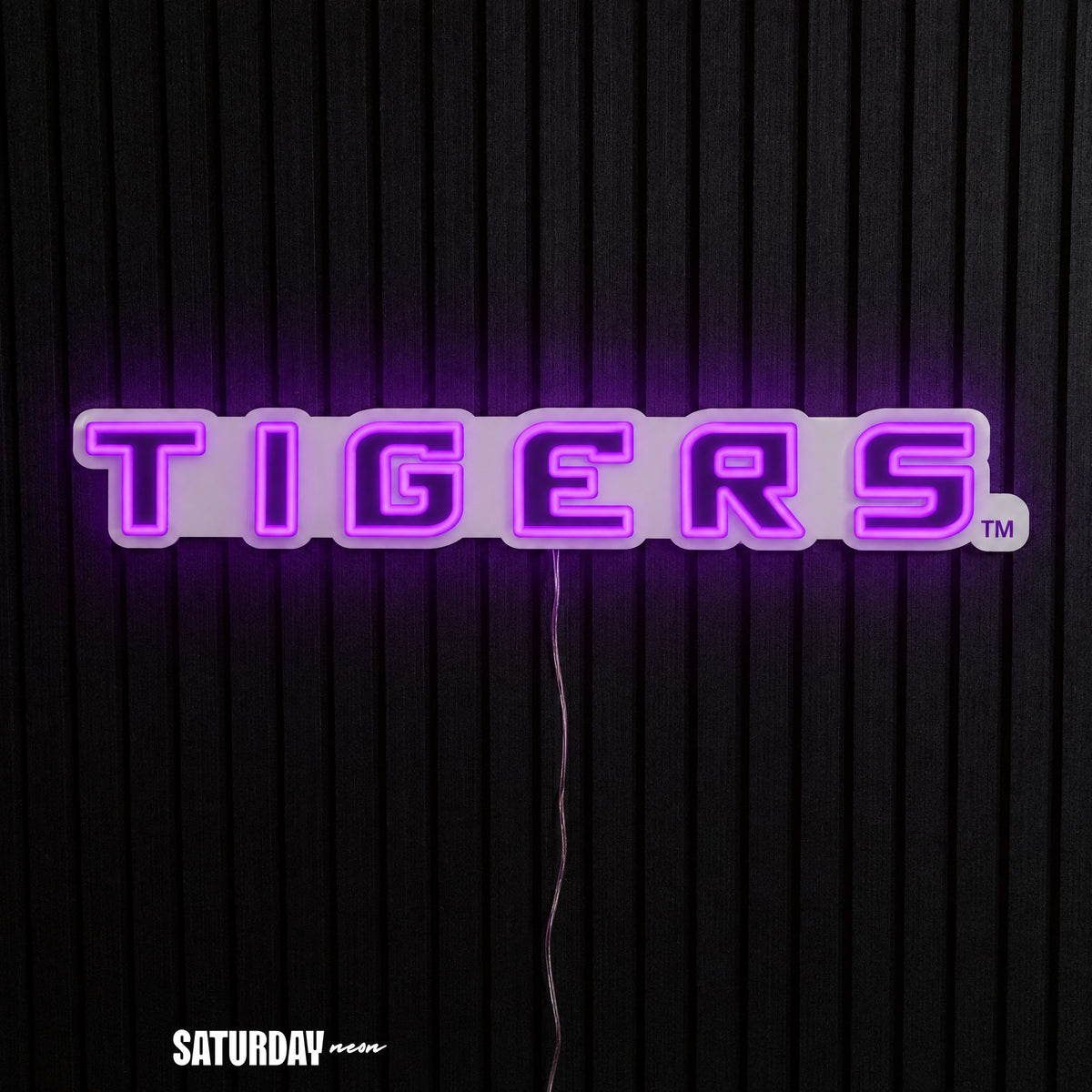LSU Tigers Wordmark LED Neon Sign - 24" x 3.4" - Saturday Neon