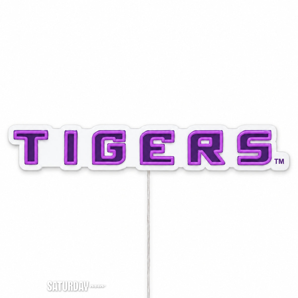 LSU Tigers Wordmark LED Neon Sign - 24" x 3.4" switched off - Saturday Neon