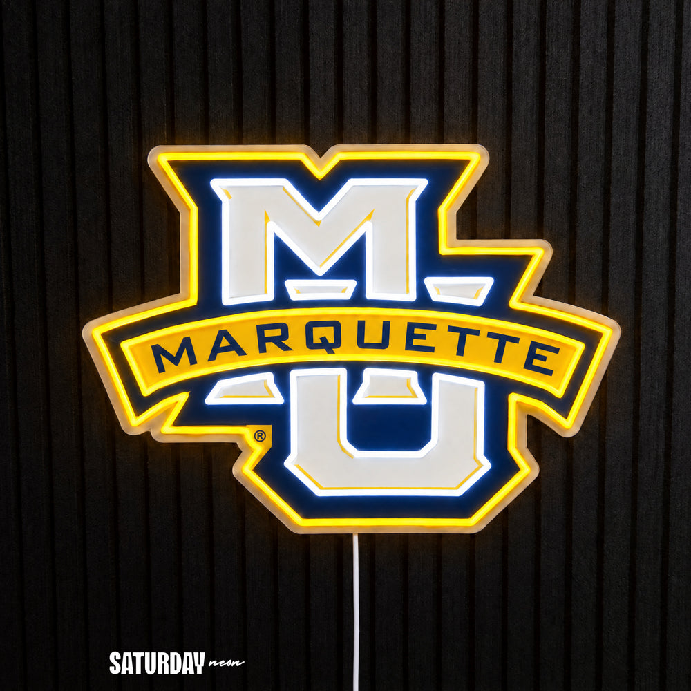 Marquette Golden Eagles MU LED Neon Sign - Standard (15" x 11.37") - Saturday Neon