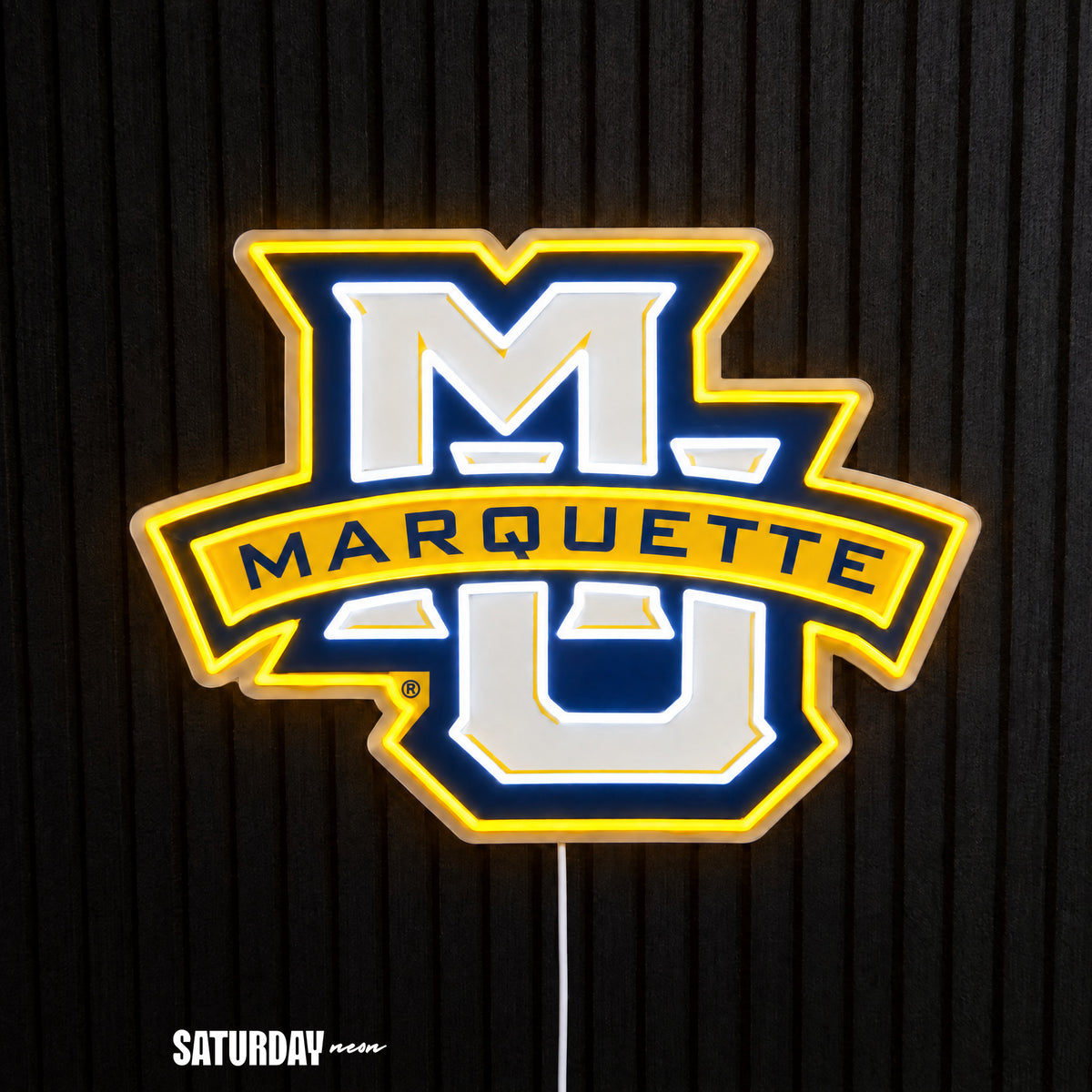 Marquette Golden Eagles MU LED Neon Sign - Standard (15" x 11.37") - Saturday Neon