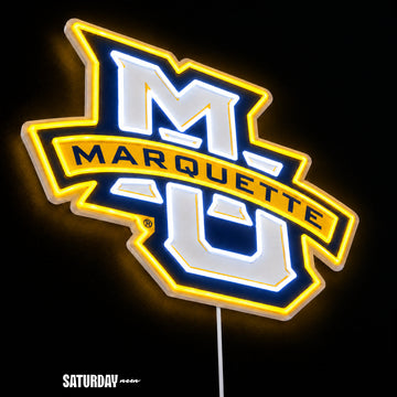 Marquette Golden Eagles MU LED Neon Sign - Standard (15" x 11.37") close-up - Saturday Neon