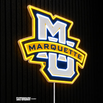 Marquette Golden Eagles MU LED Neon Sign - Standard (15" x 11.37") side view - Saturday Neon