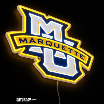Marquette Golden Eagles MU LED Neon Sign - Plus (24" x 18.19") close-up - Saturday Neon