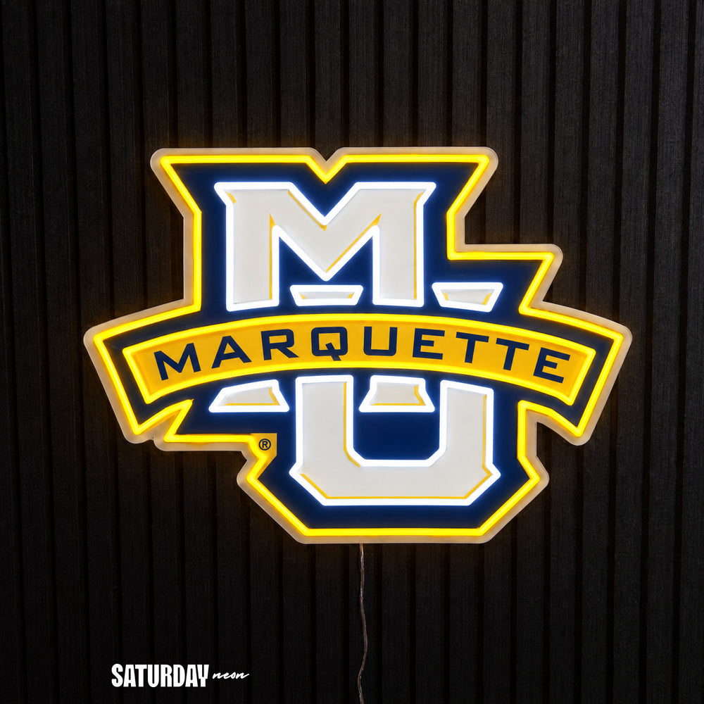 Marquette Golden Eagles MU LED Neon Sign - Max (32" x 24.26") - Saturday Neon