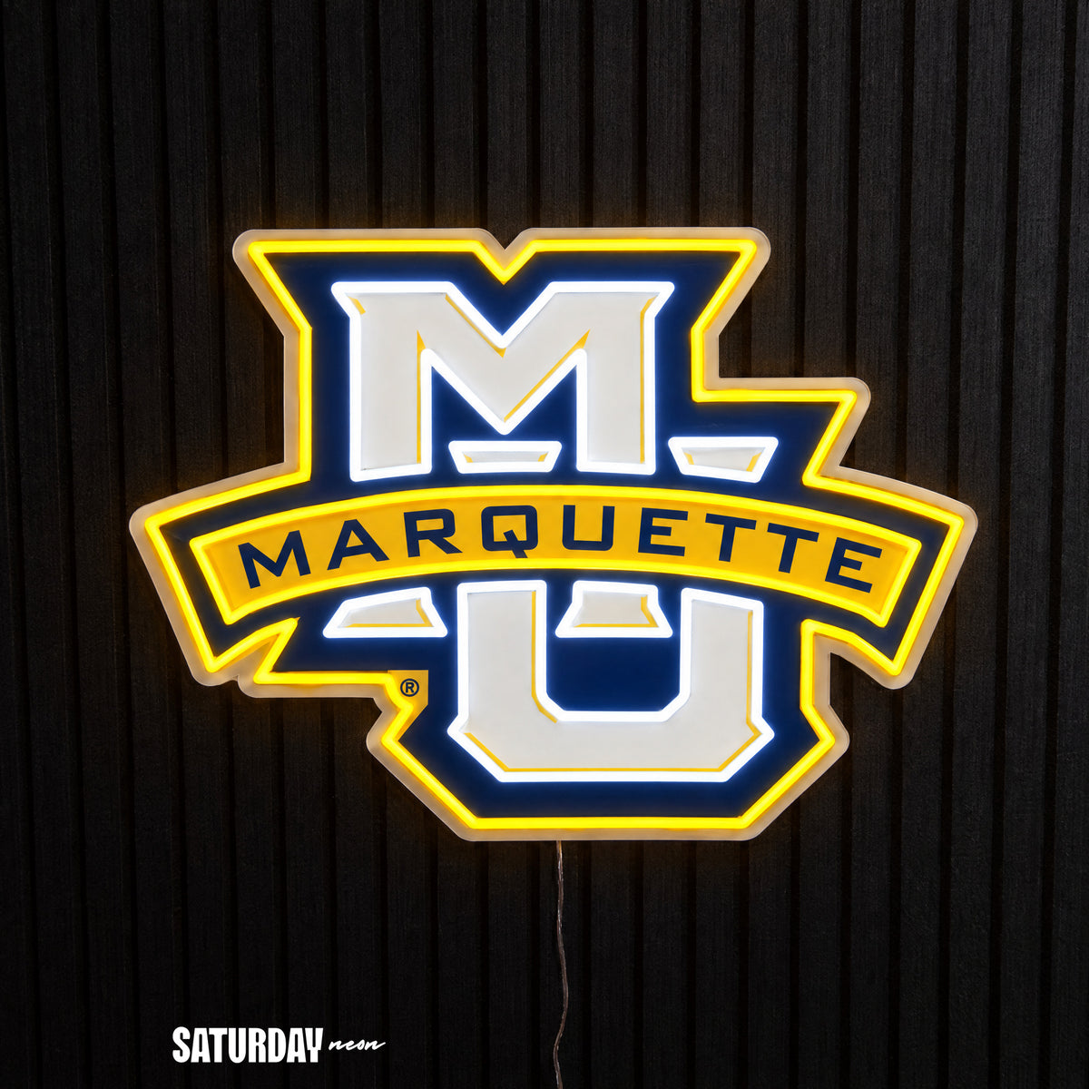 Marquette Golden Eagles MU LED Neon Sign - Max (32" x 24.26") - Saturday Neon