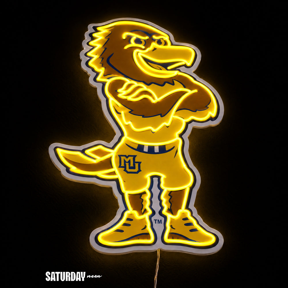Marquette Golden Eagles Mascot LED Neon Sign - 15.53" x 24" close-up - Saturday Neon