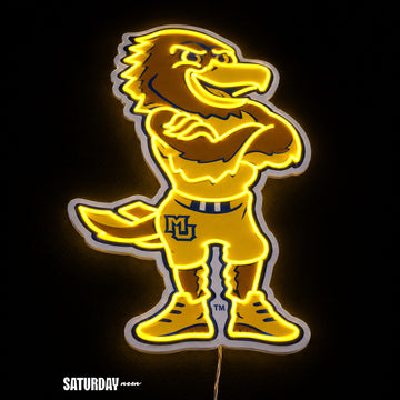 Marquette Golden Eagles Mascot LED Neon Sign - 15.53" x 24" close-up - Saturday Neon