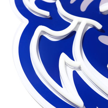 Memphis Tigers logo LED neon sign at a side angle