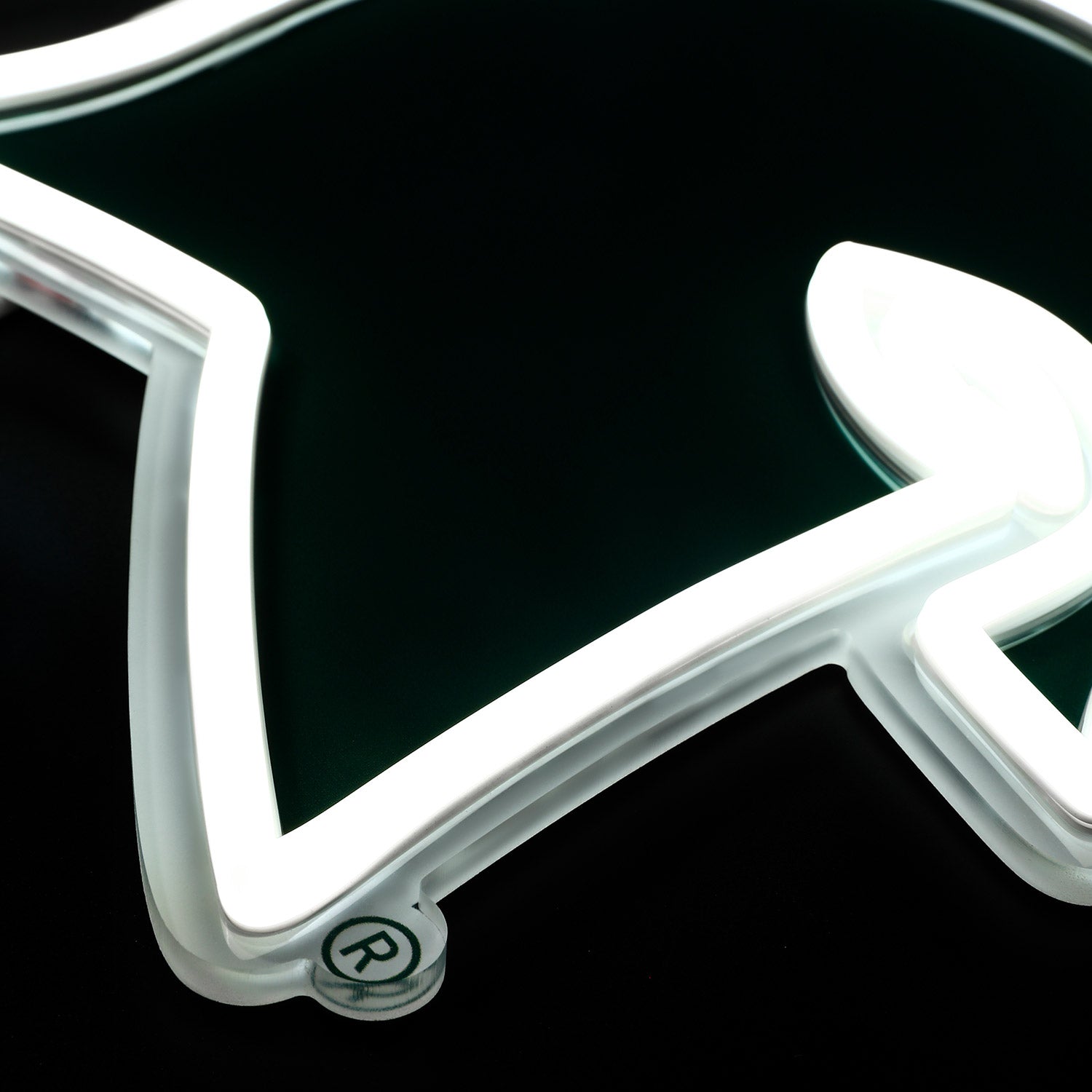 Michigan State Spartans logo LED neon sign at a side angle, lit