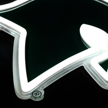 Michigan State Spartans logo LED neon sign at a side angle, lit