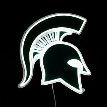 Michigan State Spartans logo LED neon sign lit up