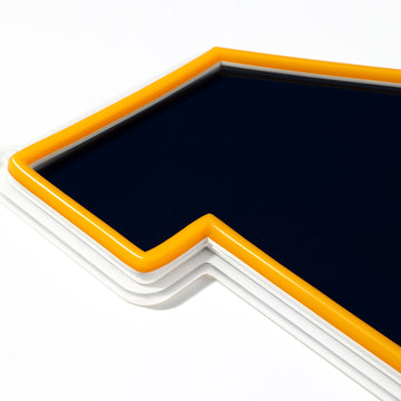 Michigan Wolverines logo LED neon sign at a side angle