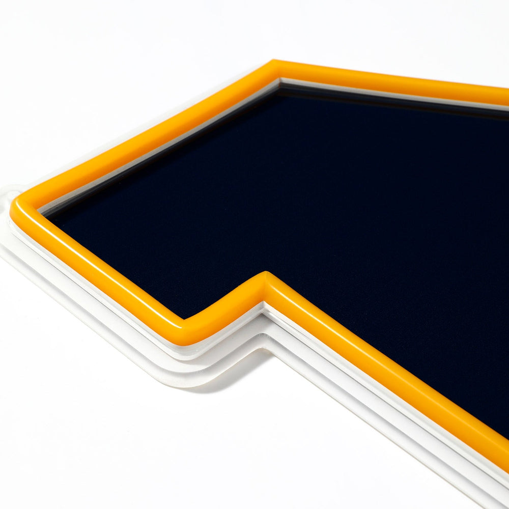 Michigan Wolverines logo LED neon sign at a side angle