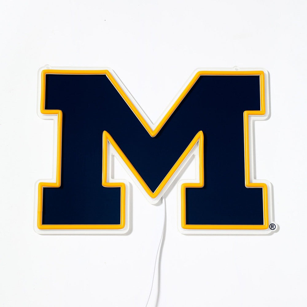 Michigan Wolverines logo LED neon sign turned off