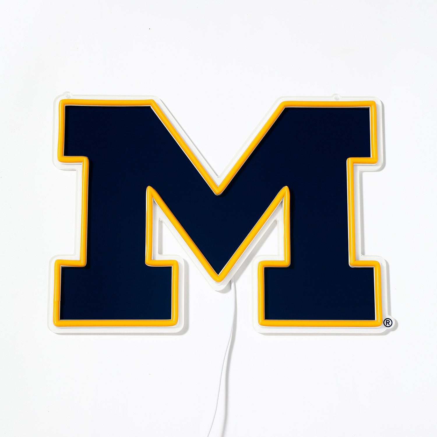 Michigan Wolverines logo LED neon sign turned off