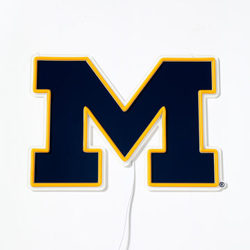 Michigan Wolverines logo LED neon sign turned off