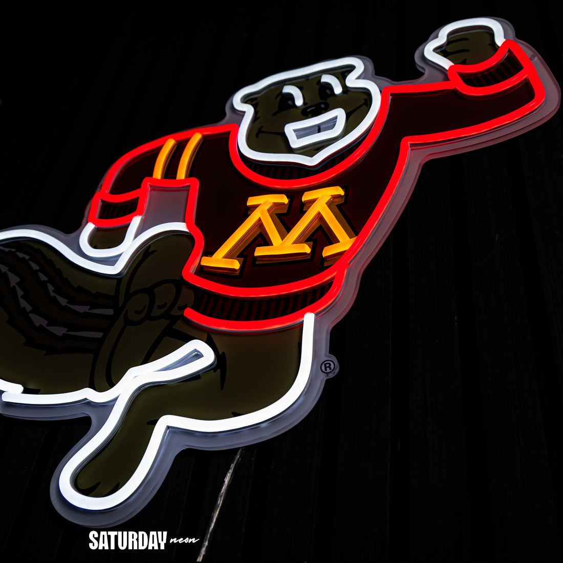 Minnesota Golden Gophers Goldy Mascot LED Neon Sign - 24" x 16.92"