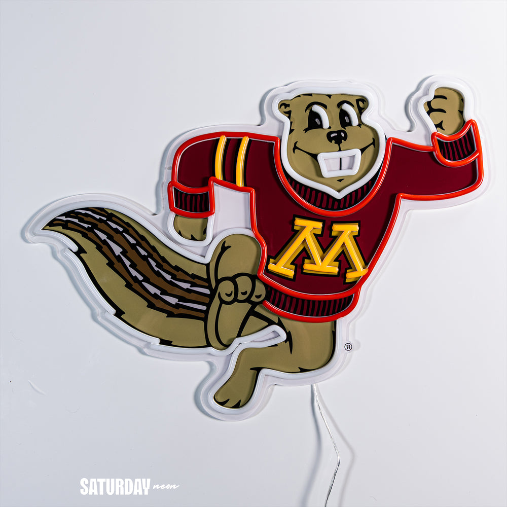 Minnesota Golden Gophers Goldy Mascot LED Neon Sign - 24" x 16.92"