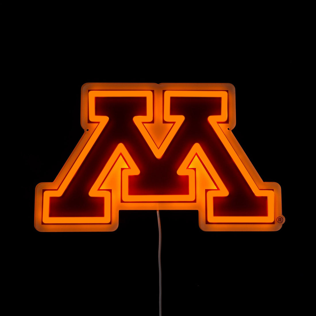 Minnesota Golden Gophers logo LED neon sign lit up