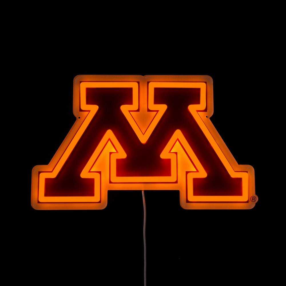 Minnesota Golden Gophers logo LED neon sign lit up