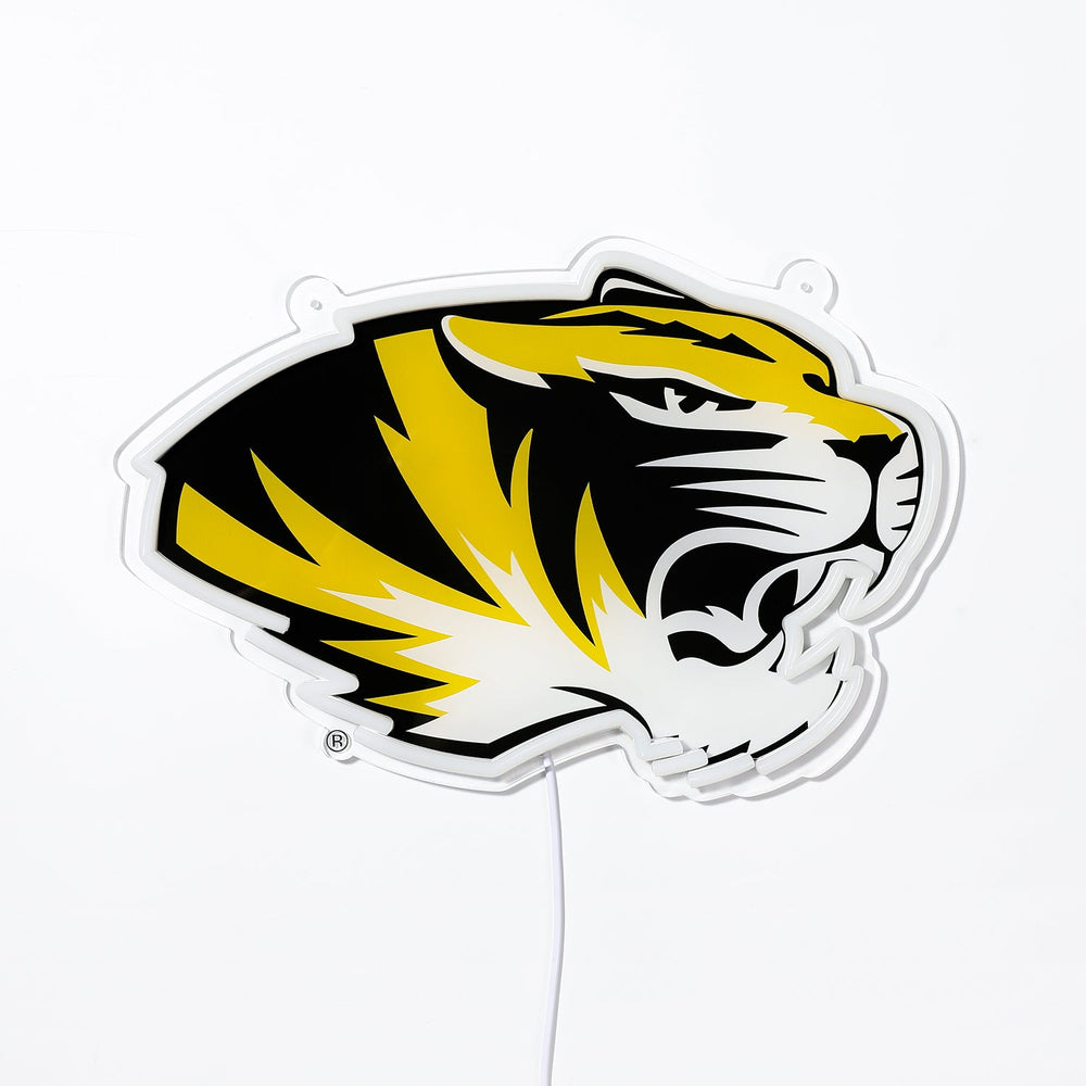 Missouri Tigers logo LED neon sign turned off