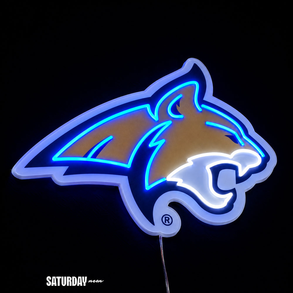 Montana State Bobcats LED Neon Sign - Plus (24" x 17.44") close-up - Saturday Neon