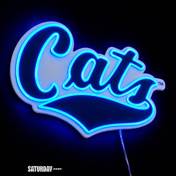 Montana State Cats Script LED Neon Sign - 24" x 16.33" close-up - Saturday Neon