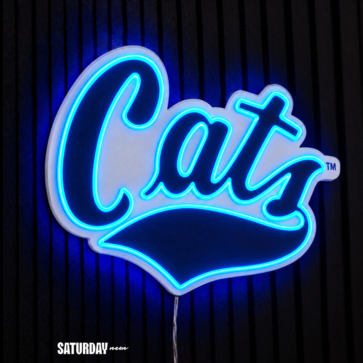 Montana State Cats Script LED Neon Sign - 24" x 16.33" side view - Saturday Neon