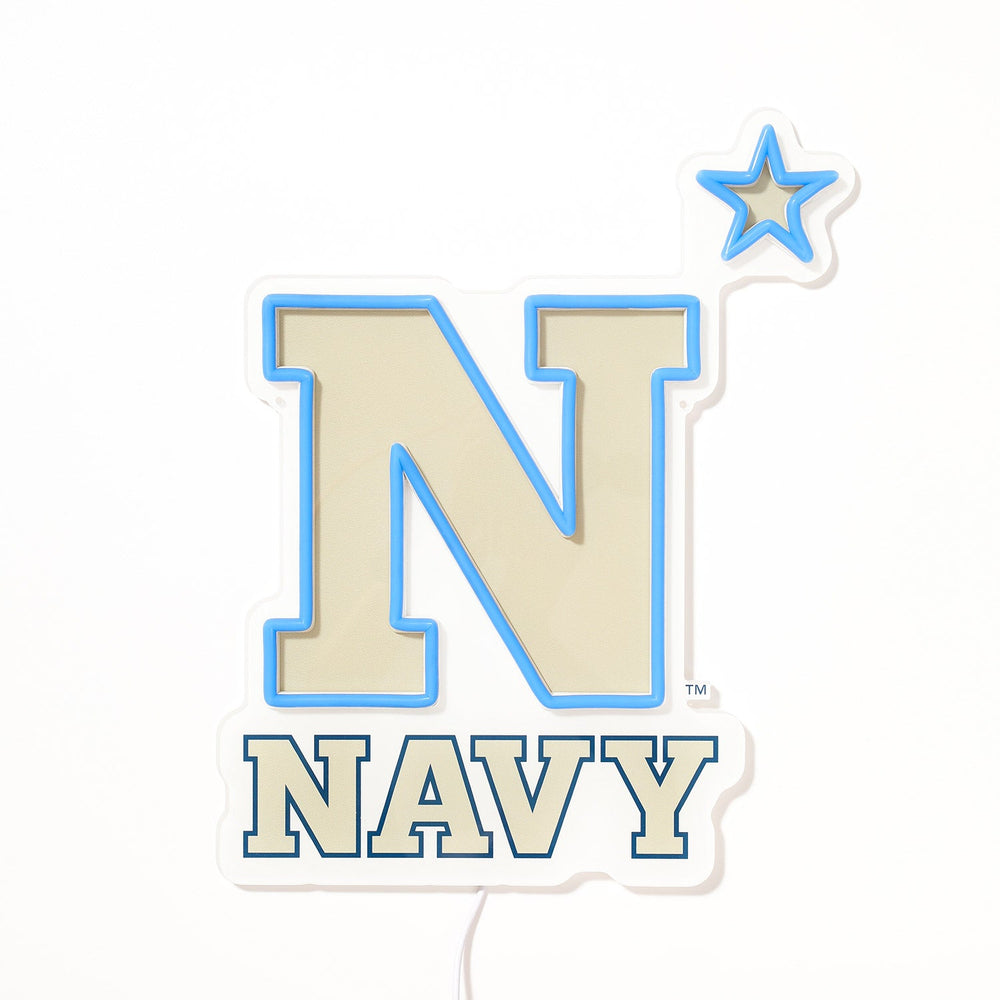 Navy Midshipmen logo LED neon sign turned off
