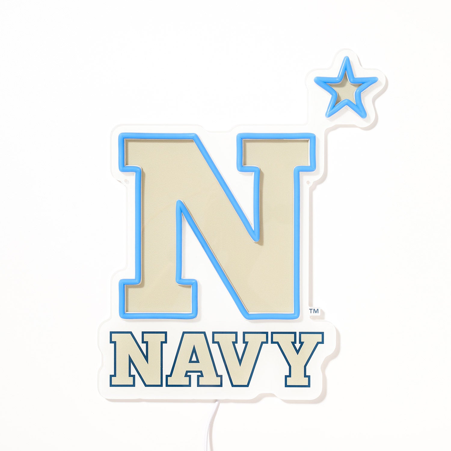 Navy Midshipmen logo LED neon sign turned off
