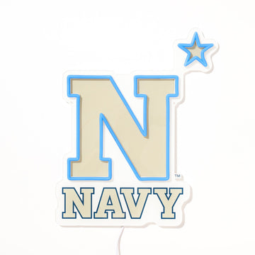 Navy Midshipmen logo LED neon sign turned off
