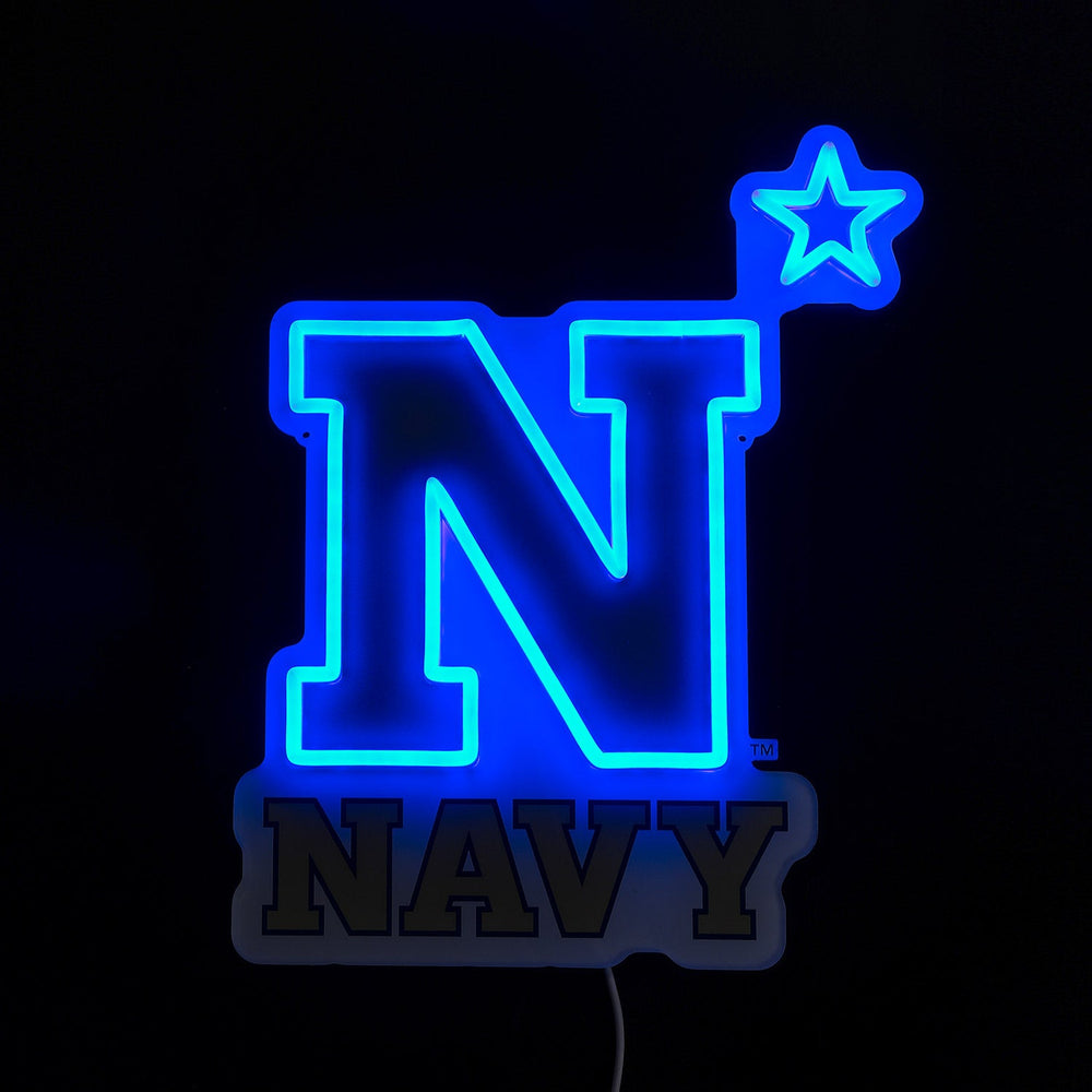 Navy Midshipmen logo LED neon sign lit up